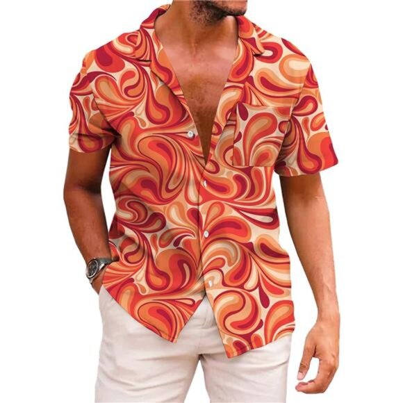 Men's Funky Hawaiian Shirt Palm Beach Shirts Tropical Vacation Summer Clothes‎ - Picture 1 of 5